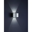 Helestra LED Außenwandleuchte SIRI 44-R, IP54, rund, Up/Down, verstellbar, 7W 3000K 390lm, CRi >90, dimmbar, silbergrau