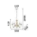 Ideal Lux Chandelier DORA SP5, 5 flames, E14, antique gold