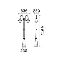 Ideal Lux Outdoor Standleuchte CIMA PT2, 2-flammig, E27, Schwarz / Gold