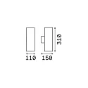 Outdoor Wandleuchte GUN BIG, Up/Down, 2-flammig, 2xE27, IP54, aluminium