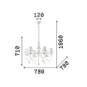 Chandelier BLANCHE SP6, 6 flames, E14, white