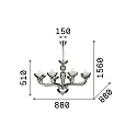 Chandelier CASANOVA SP8, 8 flames, E14, white