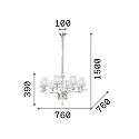 Chandelier PEGASO SP8, 8 flames, E14, white