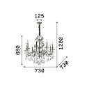 Ideal Lux Chandelier GIOCONDA SP8, 8 flames, E14, gold