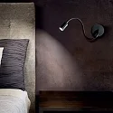 Ideal Lux LED Wandstrahler FOCUS-1 AP, mit Flexarm + Schalter, 3W 3000K 170lm, Schwarz