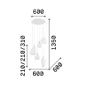 Pendant luminaire SOFT SP6, 6 flames, G9, 40W, white