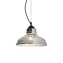 Pendant luminaire BISTRÒ SP1 PLATE, Ø 28cm, E27, smoked glass / black