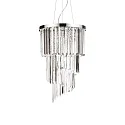 Pendelleuchte CARLTON, 8-flammig, E14, Ø 40cm, E14, mit Achteck-Ketten und Kristall-Stangen, Chrom