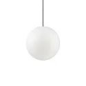 Outdoor Kugel-Pendelleuchte SOLE, IP44, E27, Kunststoff weiß / PVC-Kabel schwarz / Baldachin weiß, Ø 30cm