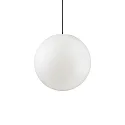 Outdoor Kugel-Pendelleuchte SOLE, IP44, E27, Kunststoff weiß / PVC-Kabel schwarz / Baldachin weiß, Ø 40cm