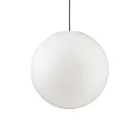 Outdoor Kugel-Pendelleuchte SOLE, IP44, E27, Kunststoff weiß / PVC-Kabel schwarz / Baldachin weiß, Ø 50cm