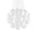 Pendant luminaire MAPA PLUS, 22 flames, Ø 80cm, E14, metal / white etched glass