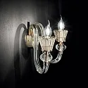 Ideal Lux Wandleuchte STRAUSS, 2-flammig, E14, Roségold / Glas klar / Bernstein-Kristall