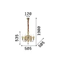 Ideal Lux Chandelier STRAUSS, 6 flames, Ø 50.5cm, E14, rose gold / clear glass / amber chrystal glass