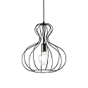 Pendant luminaire AMPOLLA 1, SLIM FIT, shade Ø 35cm / H 38cm, E27, adjustable height, black