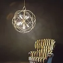 Ideal Lux Pendelleuchte KONSE, 7-flammig, Ø 80cm, E27, Dunkelgold satiniert