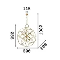 Ideal Lux Pendelleuchte KONSE, 7-flammig, Ø 80cm, E27, Dunkelgold satiniert