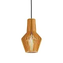 wood-Pendant luminaire CITRUS-1, shade-Ø/-H 20cm / 32cm, E27, black fabric coated cable