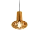 wood-Pendant luminaire CITRUS-2,  shade-Ø/-H 26cm / 26cm, E27, black fabric coated cable