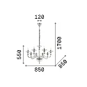 Chandelier DANIELI, 8 flames, Ø 85cm, E14