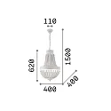 Ideal Lux Chandelier MONET, 5 flames Ø 40cm, E14, with punched decor, white wood