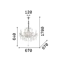Chandelier NAPOLEON, 8 flames, Ø 67cm, E14, gold