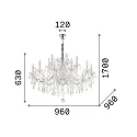 Ideal Lux Chandelier NAPOLEON, 18 flames, Ø 96cm, E14, chrome