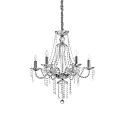 Chandelier AMADEUS, 6 flames, Ø 67cm / H 150cm, E14, chrome / glass and transparent chrystal