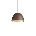 Pendelleuchte FOLK, 1-flammig, Ø 18cm, E27, Kaffee matt / innen cremeweiß, gewellt, Stoffkabel schwarz