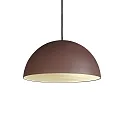 Pendelleuchte FOLK, 1-flammig, Ø 40cm, E27, Kaffee matt / innen cremeweiß, gewellt, Stoffkabel schwarz