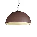 Pendelleuchte FOLK, 1-flammig, Ø 50cm, E27, Kaffee matt / innen cremeweiß, gewellt, Stoffkabel schwarz