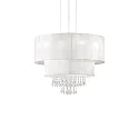 Pendant luminaire OPERA, 4 flames, Ø 50cm, E27, adjustable height, chrome / white chrystal glass