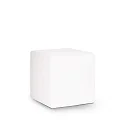 Outdoor floor luminaire LUNA, IP44, E27, cable with plug and earth spike, 40cm cube, opal