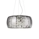 Pendant luminaire AUDI-80, 8 flames, Ø 50cm, incl. 8X G9 28W 2700K, smoked glass / chrome / glass balls