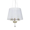 Pendant luminaire PEGASO, 3 flames, Ø 40cm, E14, chrystal, brushed brass / organza