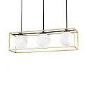 Pendelleuchte LINGOTTO, IP20, 3-flammig im Rahmen, 3x E14 max. 28W (exkl.), messing-schwarz / Ätzglas weiß