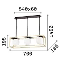 Pendant luminaire LINGOTTO, 3 flames, E14, matt black / satined brass / etched glass