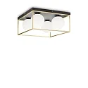 Deckenleuchte LINGOTTO, IP20, 4-flammig, 4x E14 max. 28W (exkl.), messing-schwarz / Ätzglas weiß