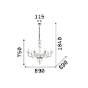 Ideal Lux Pendant luminaire BRIGITTA, 8 flames, Ø 89cm, E14, transparent glass