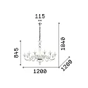 Ideal Lux Chandelier BRIGITTA, 12 flames, Ø 120cm, E14, amber glass