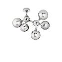 Ceiling luminaire NODI, 5 flames, E14, connector rotatable, chrome / transparent glass