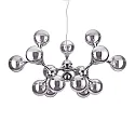 Pendant luminaire NODI, 15 flames, Ø 105cm, E14, connector rotatable, chrome / transparent glass