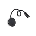 LED Wandstrahler FOCUS-2, mit Flex-Arm und Schalter, 3W 3000K 130lm, Schwarz