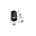 LED Aufbau-Downlight NITRO D09 ROUND, IP20, Ø 9cm, CRi >90, on-off, starr, 15W 3000K 1220lm 36°, schwarz