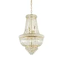 Pendant luminaire DUBAI, 10 flames, Ø 52cm, E14, metal / refined chrystal, brass