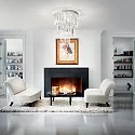 Ideal Lux Ceiling luminaire CARLTON, 12 flames, Ø 50cm, E14, with octagon chains and chrystal rods, gold