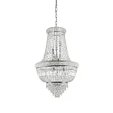 Pendant luminaire DUBAI, 10 flames, Ø 52cm, E14, metal / refined chrystal, chrome
