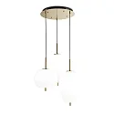 LED Pendelleuchte UMILE, 3-flammig, 50W 3000K 3160lm, Gold satin / Ätzglas weiß