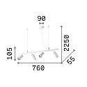 Ideal Lux Pendel-/Deckenleuchte DYNAMITE SP4, inkl. 4x GU10 7W 3000K, dreh- und schwenkbar, Schwarz