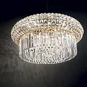 Ideal Lux Kristall-Pendelleuchte NABUCCO, 18-flammig, Ø 70cm, E14, Gold / klar